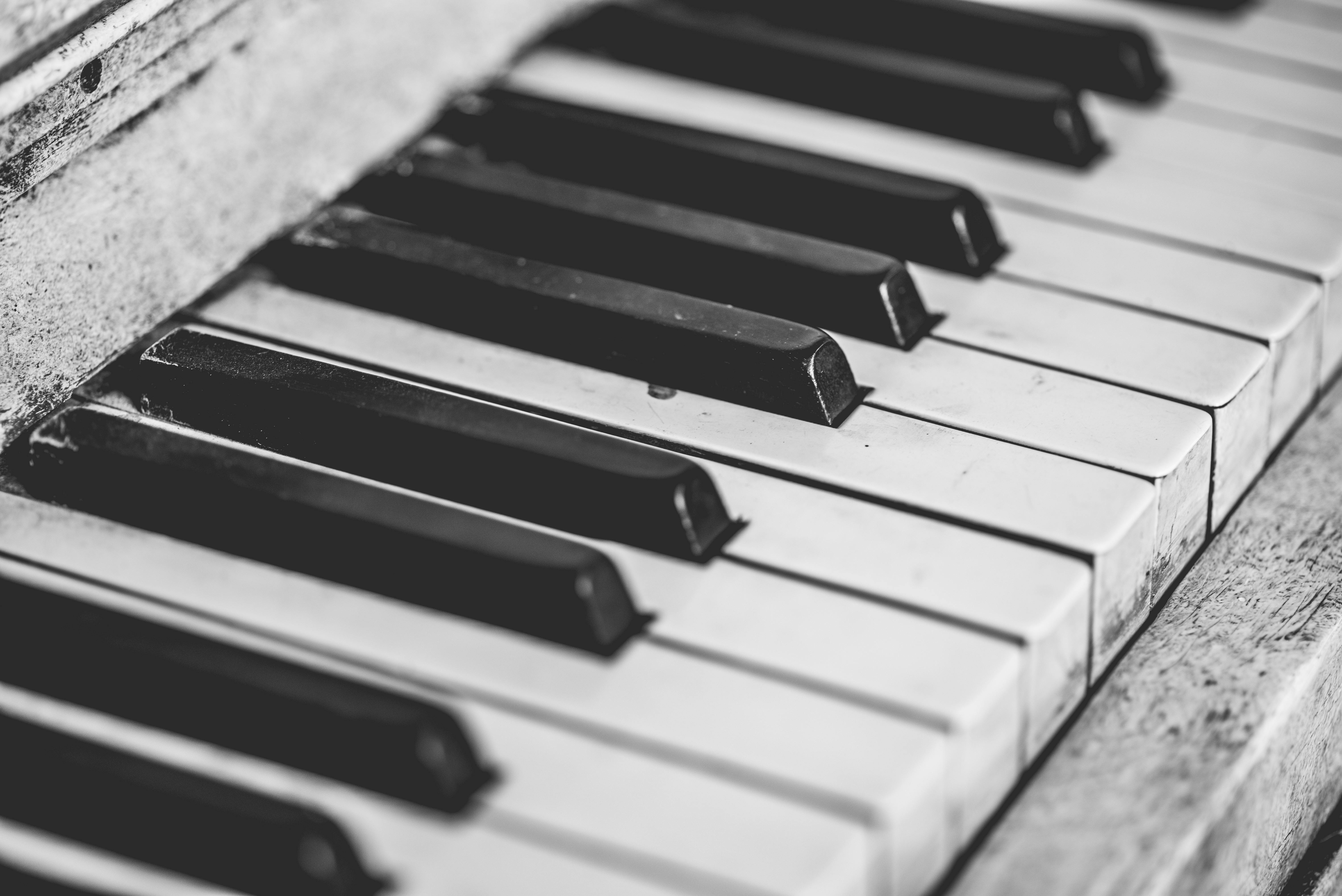 Close-up of a grand piano keyboard